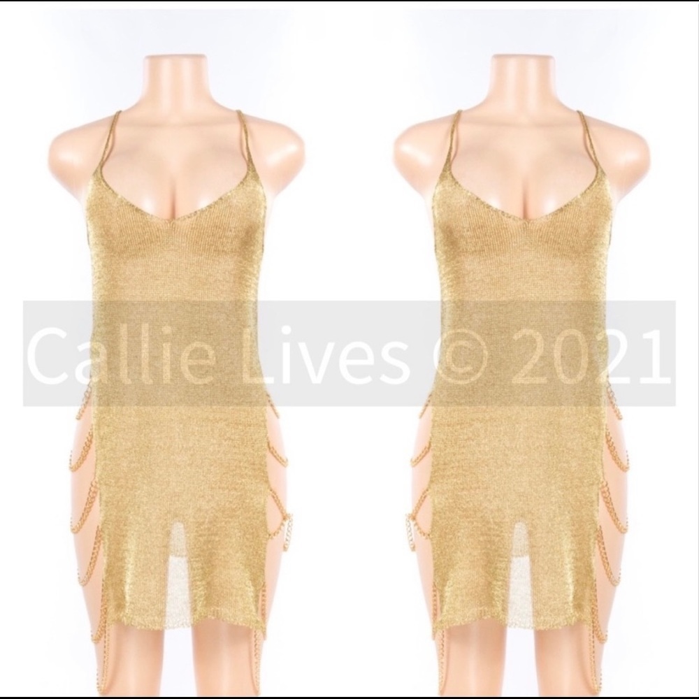 New!Gold /Silver Shimmer Chain Mesh Armor Swim Coverup Top - Picture 11 of 17